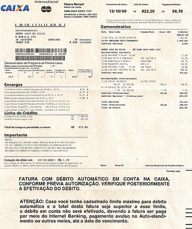 Fatura caixa 12102009